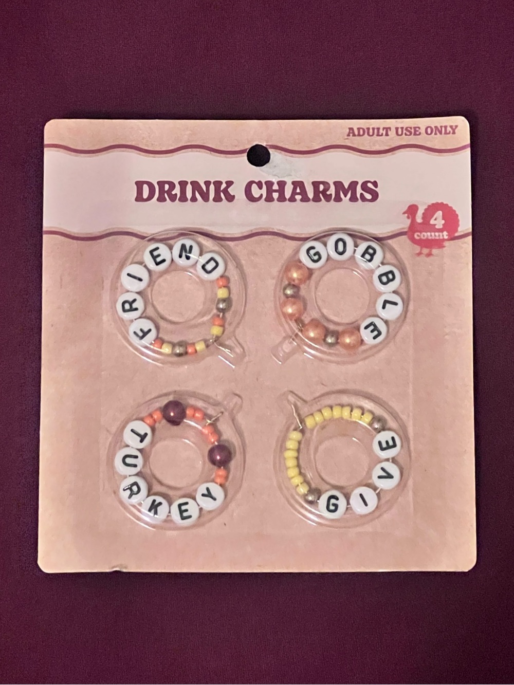 Thanksgiving Wine Glass Charm Set